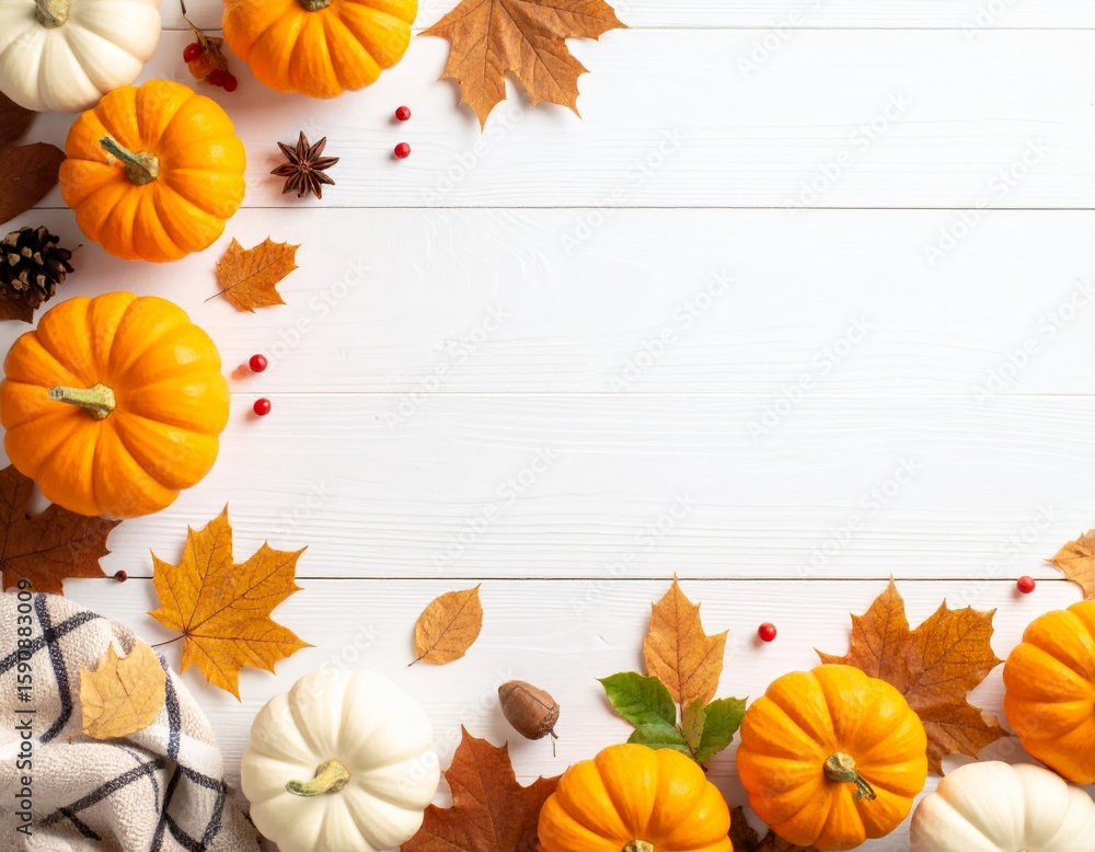 Obraz premium Autumn grunge paper frame with vintage floral leaf design