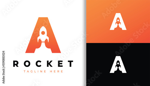 Letter A with Rocket Logo
