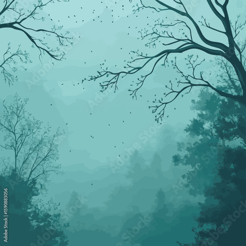 The soft sound of droplets falling from the trees echoing through the fog