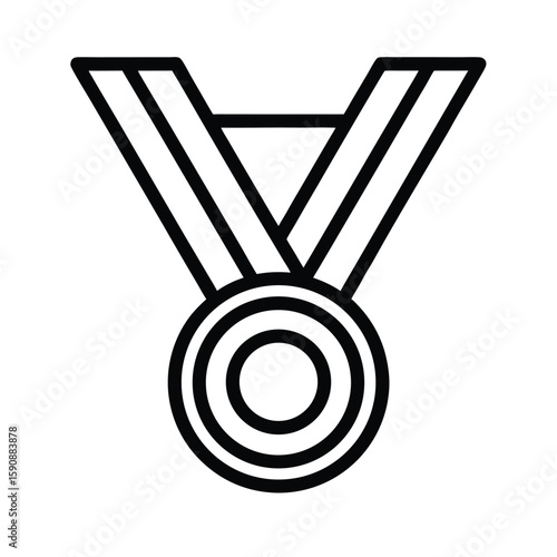 Gold Medal Outline Vector Illustration