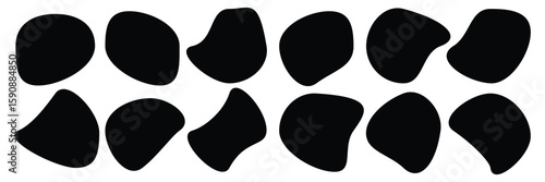 Random abstract liquid organic black irregular blotch shapes. Flat style design fluid vector illustration. Soft round oval pattern background. Vector illustration. eps 10