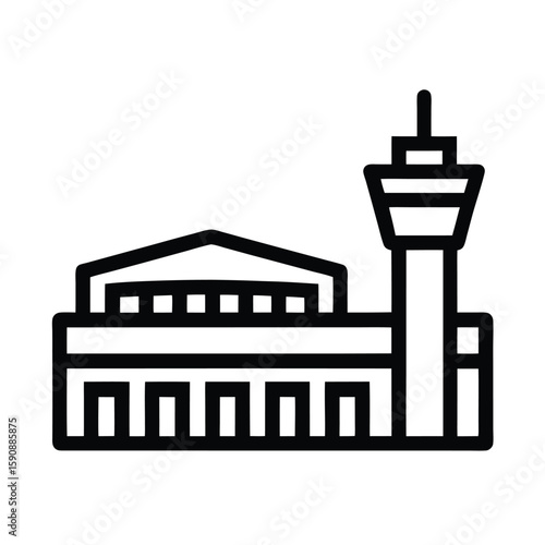 Airport Terminal Outline Vector Illustration