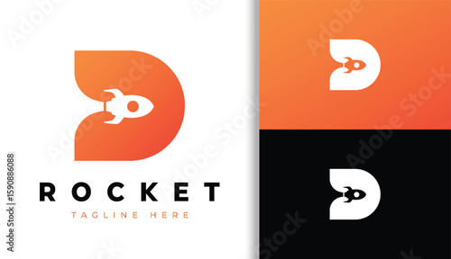 Letter D with Rocket Logo