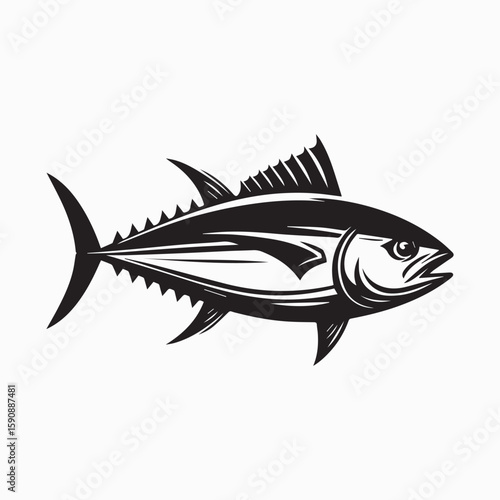 black fish vector illustration, silhouette of a fish vector, logo fish illustration