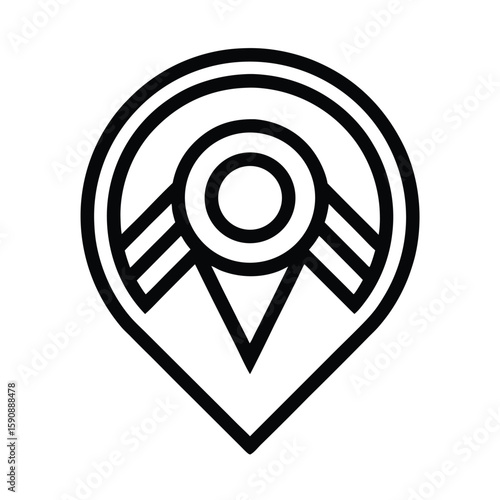 GPS Pin Outline Vector Illustration