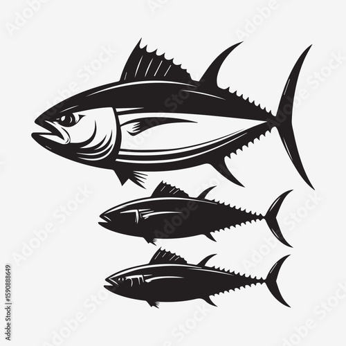 black fish vector illustration, silhouette of a fish vector, logo fish illustration
