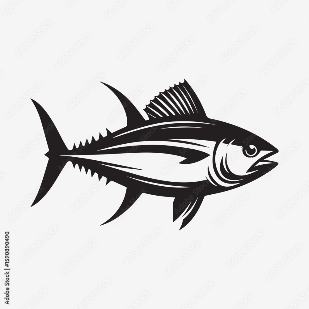 Fototapeta premium black fish vector illustration, silhouette of a fish vector, logo fish illustration