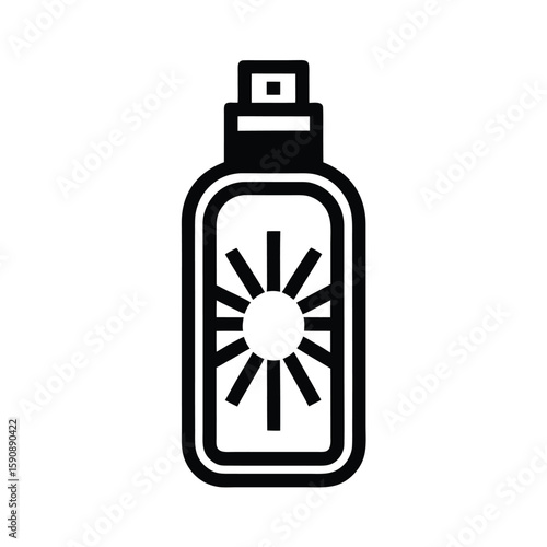 Sunscreen Bottle Outline Vector Illustration