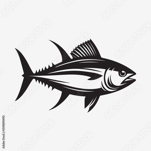 black fish vector illustration, silhouette of a fish vector, logo fish illustration