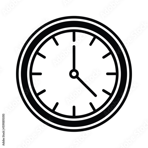 Wall Clock Outline Vector Illustration