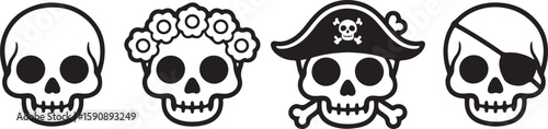 Skulls with Different Decorations