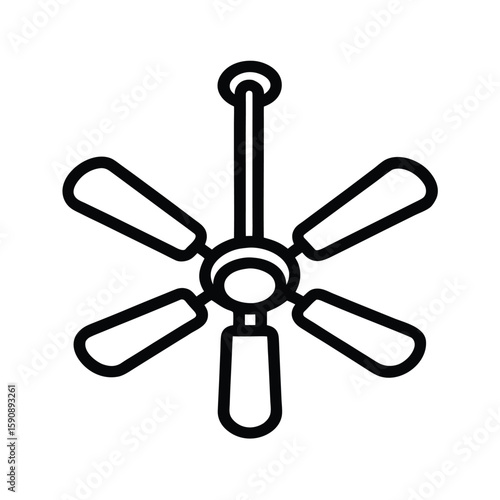 Ceiling Fan Outline Vector Illustration