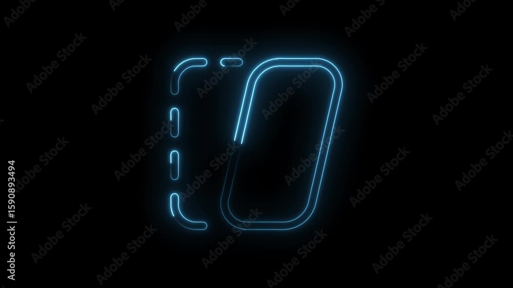 Glowing blue neon abstract shape icon isolated on black background futuristic digital design element Glowing blue neon abstract shape icon isolated on black background futuristic digital design element