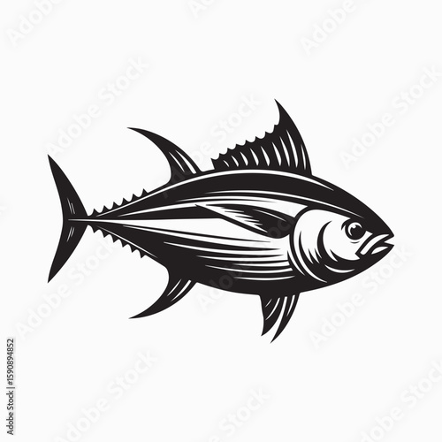 black fish vector illustration, silhouette of a fish vector, logo fish illustration