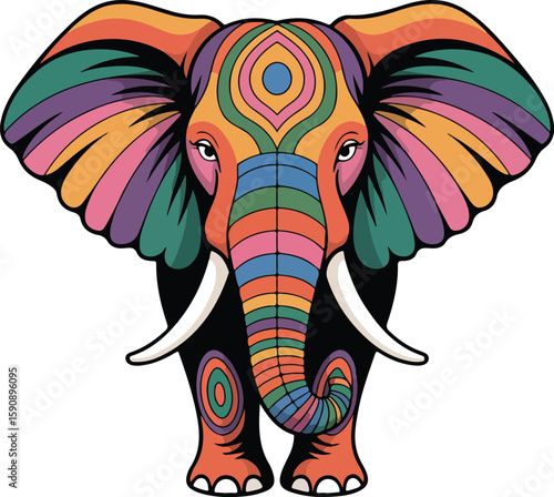 Wallpaper Mural A Colorful and Artistically Designed Elephant. A vibrant and captivating illustration of an elephant, featuring a kaleidoscope of colors and intricate patterns Torontodigital.ca