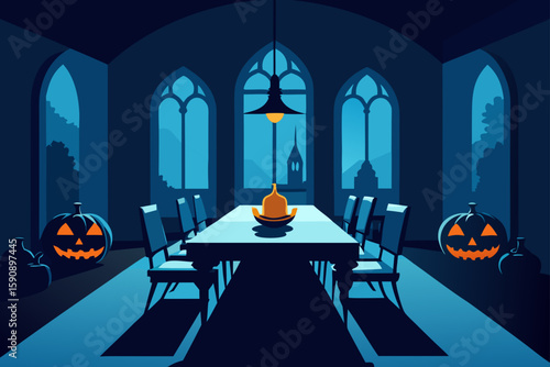 spooky gothic dining room with bats