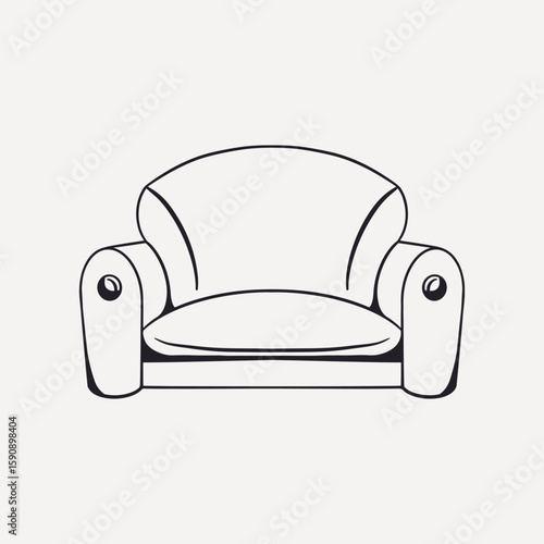 Couch sofa retro line illustration, collage element vector