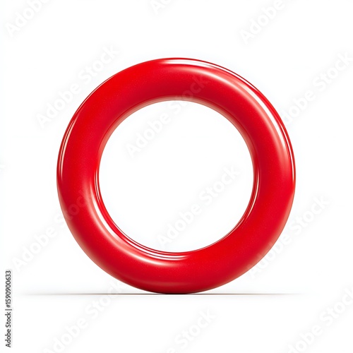 Shiny Red Ring Isolated on White Background glossy
