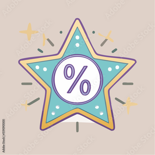 Colorful Star with Percentage Sign – Perfect for Discounts, Sales, and Special Offers