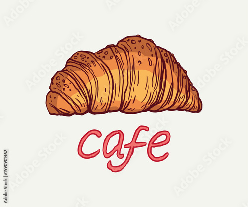 Croissant vector logo template. Food illustration. Bread