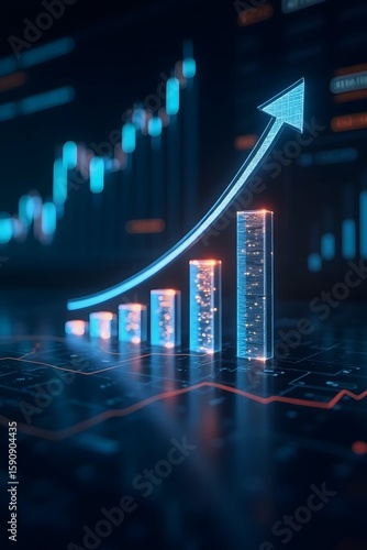 Professional Business Graphs and Growth Indicators Showing Success.