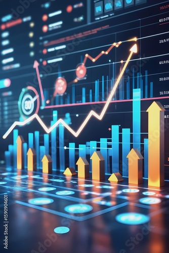 Wallpaper Mural Professional Business Graphs and Growth Indicators Showing Success. Torontodigital.ca