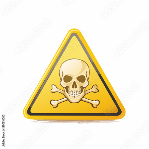 Warning sign graphic with a prominent skull and crossbones inside a cautionary yellow triangle, emphasizing danger, poison, hazard, or risk, suitable for safety notices, labels, or emergency alerts.
