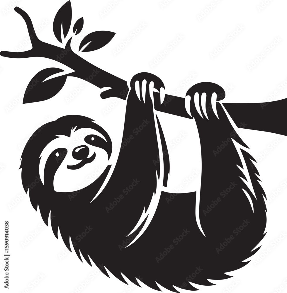 Obraz premium sloth silhouette vector illustration, sloth silhouette vector on white background