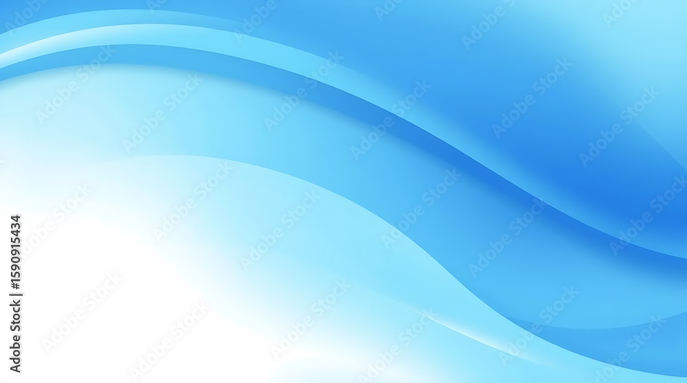 Fototapeta premium Abstract blue wave background with smooth gradient curves on white, ideal for modern business design, presentations, digital templates, and minimalist web banners