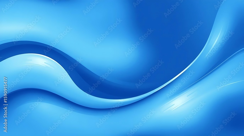 Obraz premium Abstract blue wave background with smooth gradient curves on white, ideal for modern business design, presentations, digital templates, and minimalist web banners