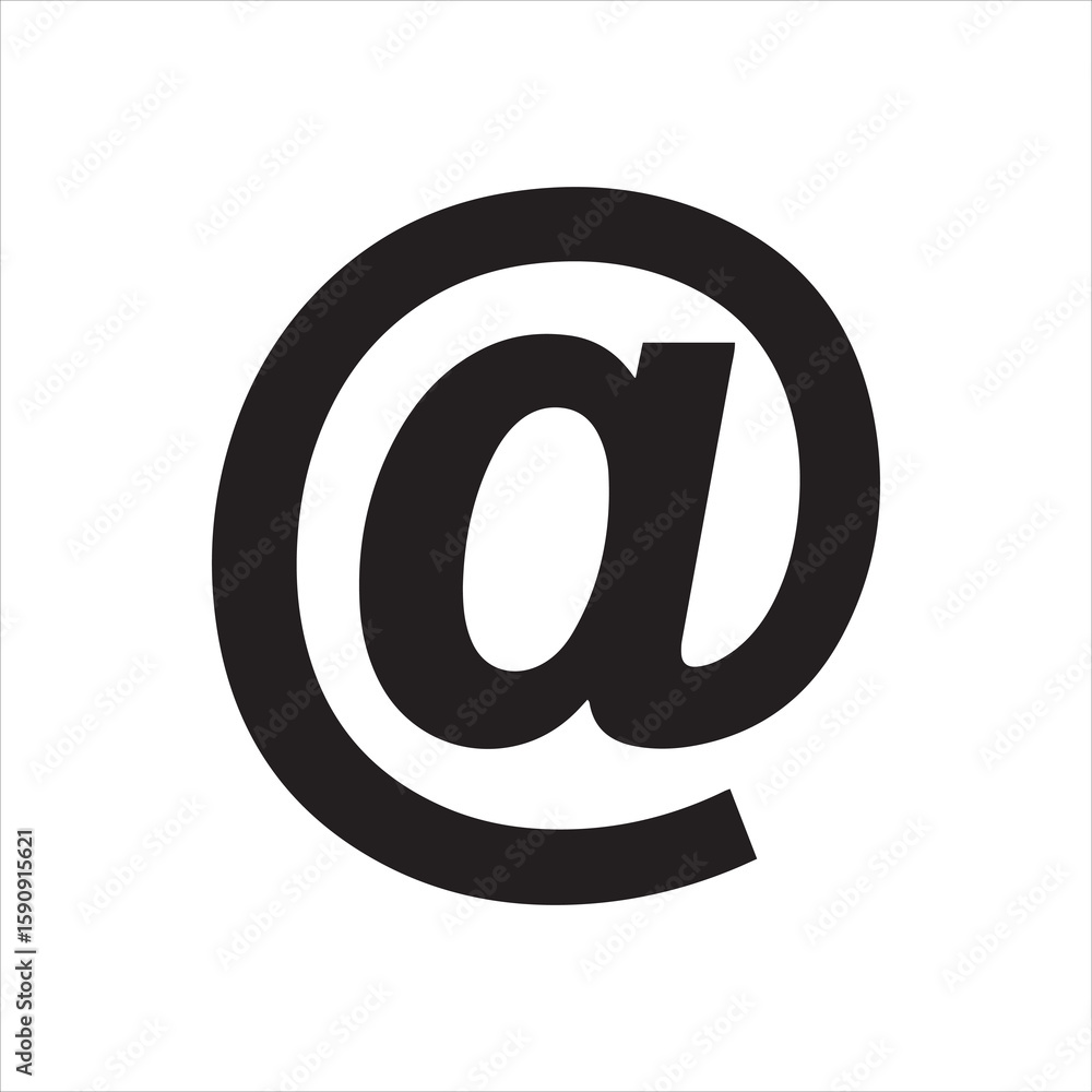 Bold black at symbol graphic design element on a clean white background Bold black at symbol graphic design element on a clean white background