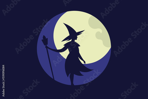glowing cauldron with spooky silhouette