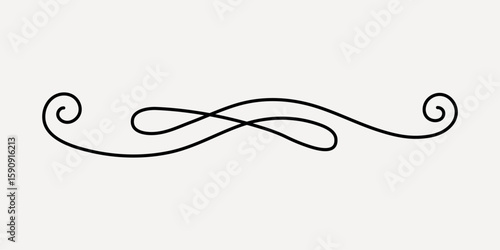 Elegant black decorative swirl design, hand drawn vector