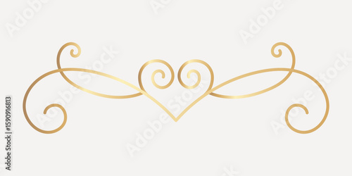 Elegant gold decorative flourish, hand drawn vector