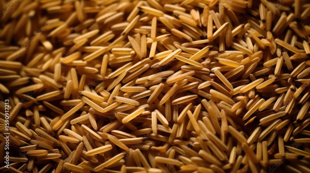 Pile of brown rice, close-up view, healthy grains Pile of brown rice, close-up view, healthy grains
