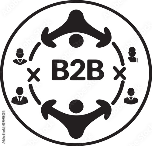 Business to Business (B2B) Communication Icon – Flat Vector Design
