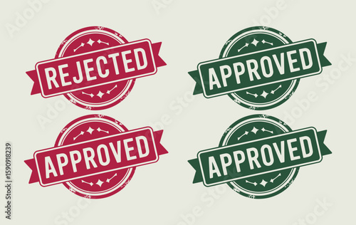 Approved and rejected stamp seals in a vintage silhouette style