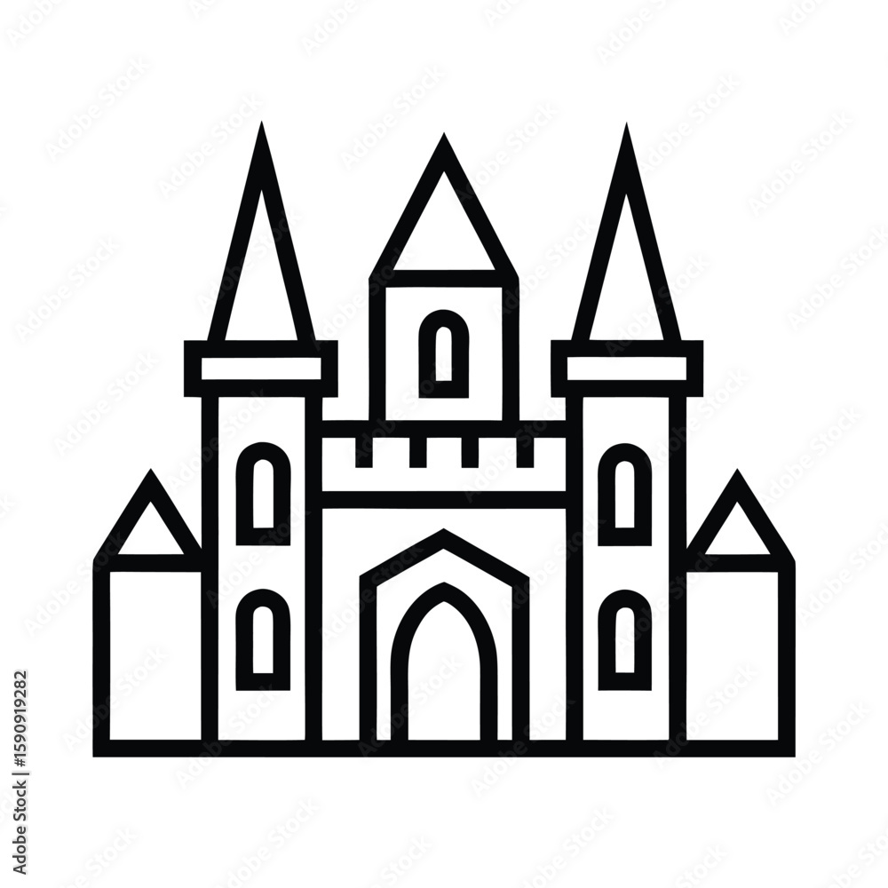 Naklejka premium Castle Outlined In Bold Vector Illustration
