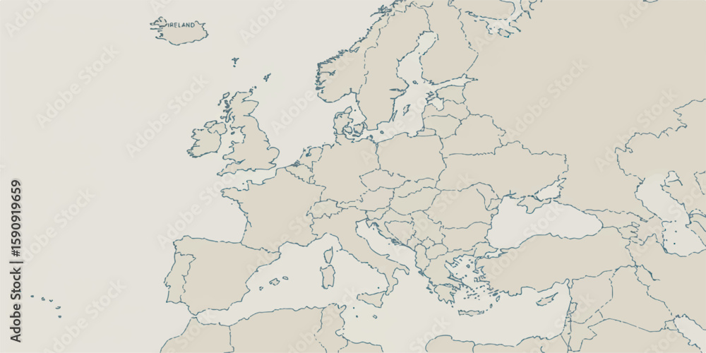 Fototapeta premium Clean and accurate vector map of Europe with Ireland highlighted in a distinct color