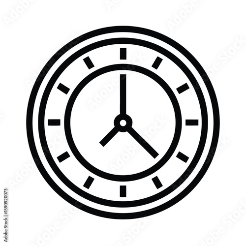 Clock Outlined In Bold Vector Illustration