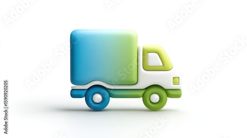 Colorful 3D truck icon