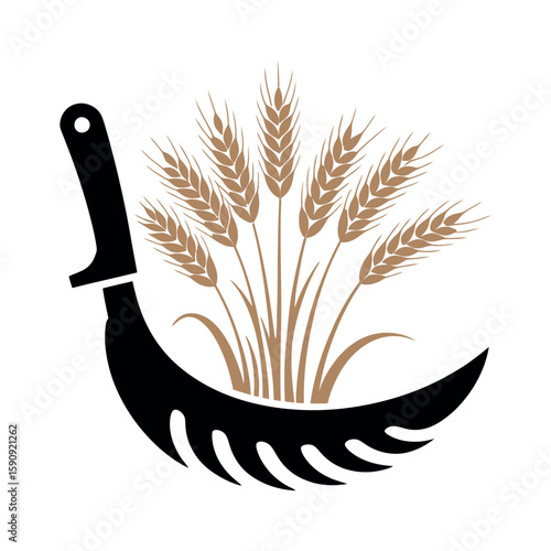 Wheat stalks and sickle grain harvest