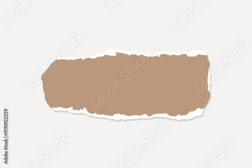 Brown torn paper strip on a light background, element vector