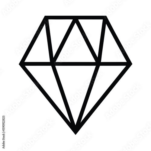 Diamond Outlined In Bold Vector Illustration