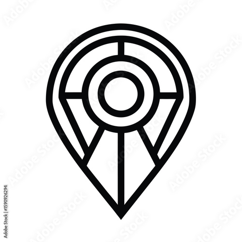 GPS Pin Outlined In Bold Vector Illustration