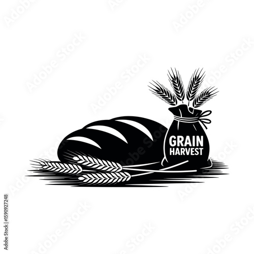 Black bread wheat bag harvest grain