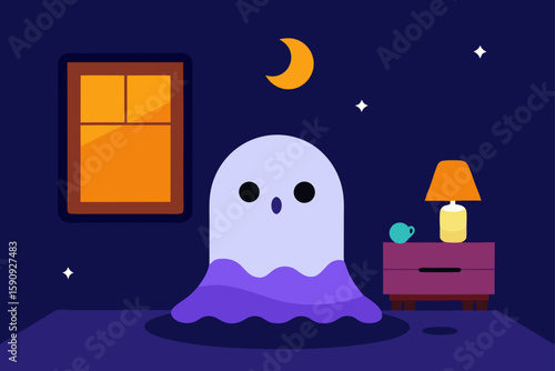 A playful ghost surrounded by cobwebs perfect for Halloween vector illustration