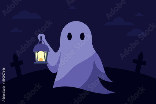 ghost floating in a starry night sky