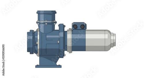 Industrial Pump Flat Art Isolated on White Background