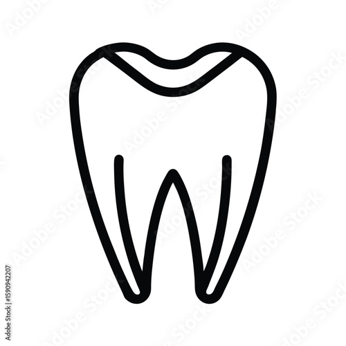 Tooth Outlined In Bold Vector Illustration